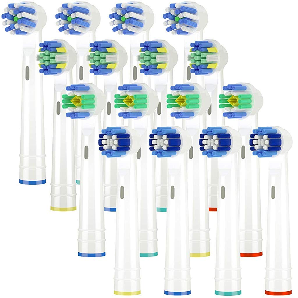 MAYCREATE® Replacement Brush Heads Compatible With Pack of 8 Generic Crossaction Electric Toothbrush Heads, For Oralb Braun Bases (16)