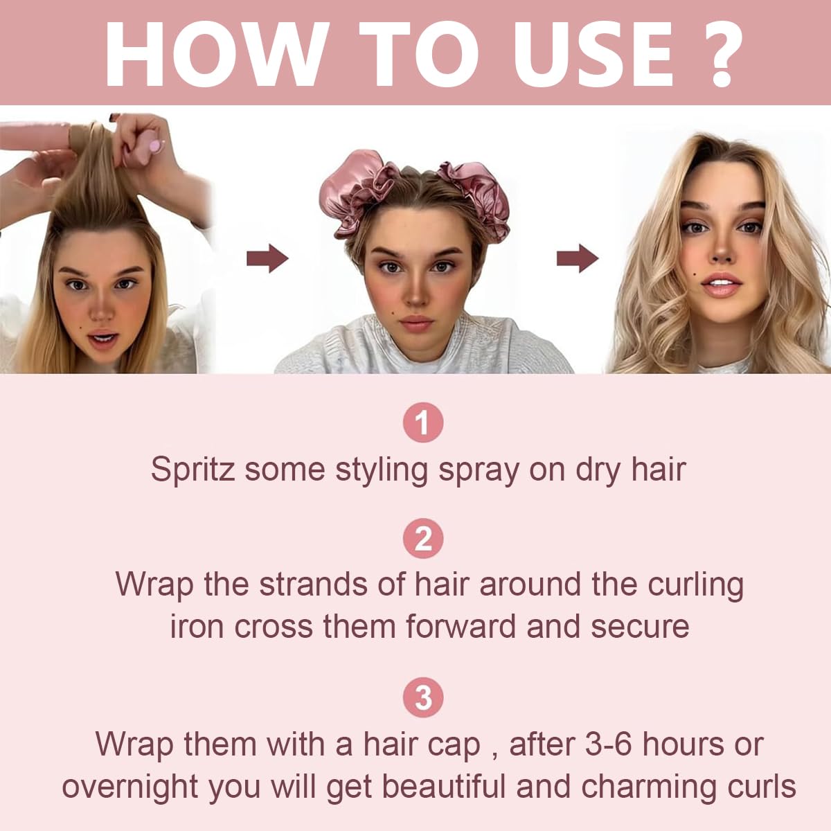 MAYCREATE® 2Sets Satin Heatless Hair Curler, Hair Rollers for Heatless Curls with Hair Caps, Soft Curling Rod Headband for Long Hair Can Sleep in Overnight, DIY Hairstyling Tools