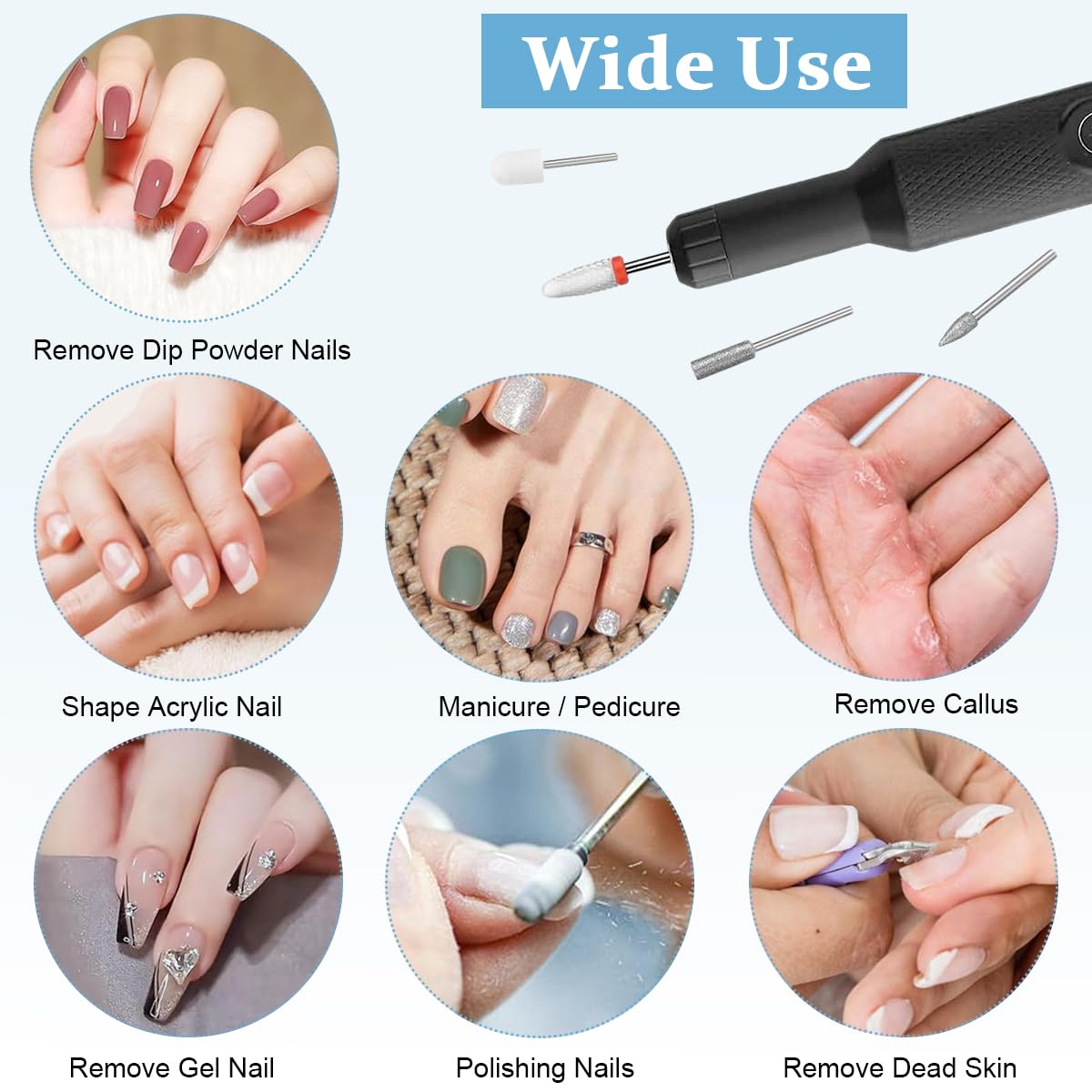 MAYCREATE Cordless Nail Drill Machine for Gel & Acrylic Nails with LCD Display 20000rpm | USB Rechargeable 500mAh Battery