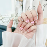 MAYCREATE Bow Nail Charms for DIY Nail Art with 6 Styles and Flatback Pearls | Pink Decoration