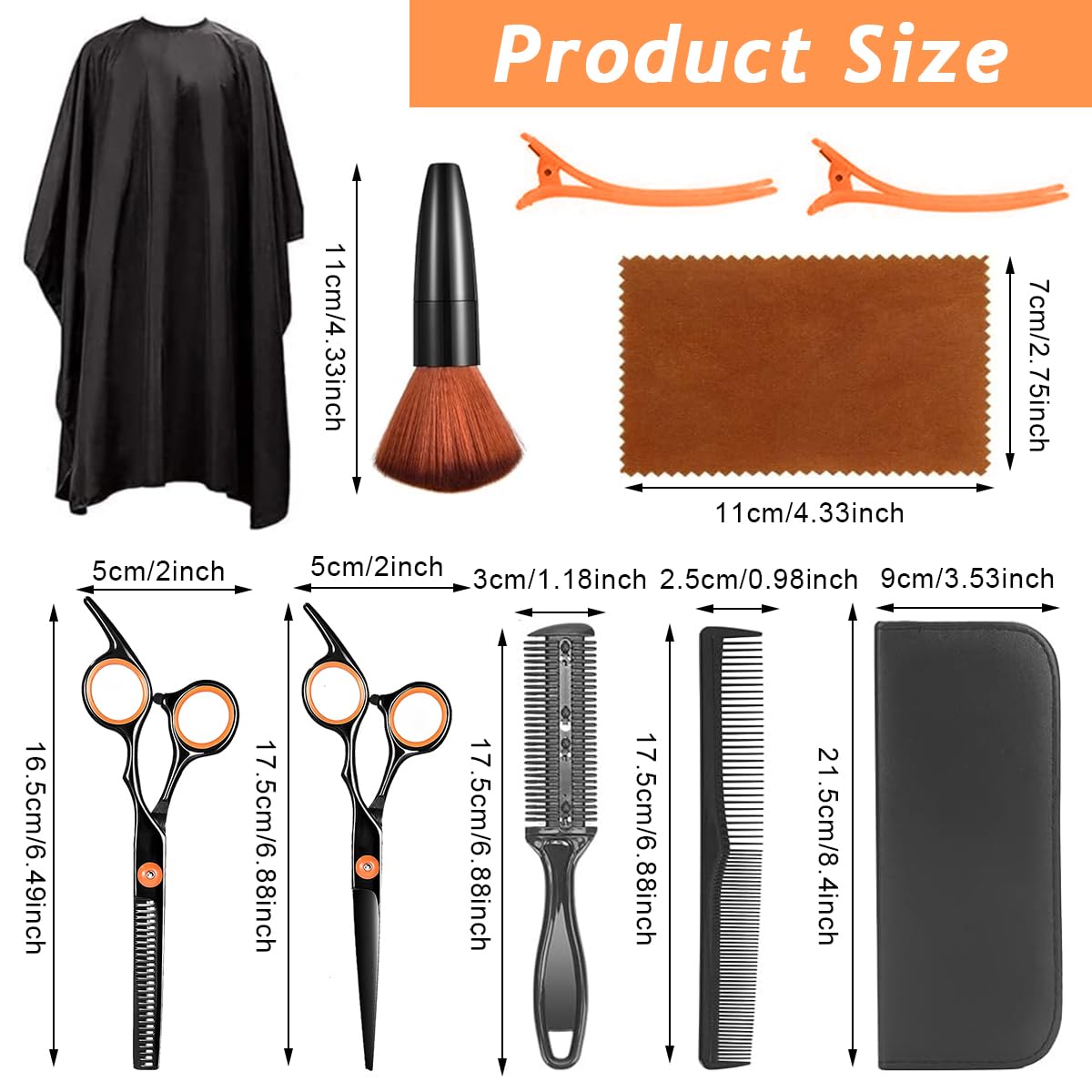 MAYCREATE Hair Cutting Scissors Kit for Home Use with Adjustable Screw & 10 Pcs Set | Stainless Steel for Men Women and Kids