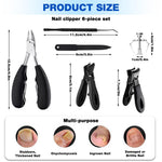 MAYCREATE Fingernail Toenail Clippers Set for Thick and Ingrown Nails with Ergonomic Stainless Steel Tools | 6 Piece Pedicure Kit for Men and Women