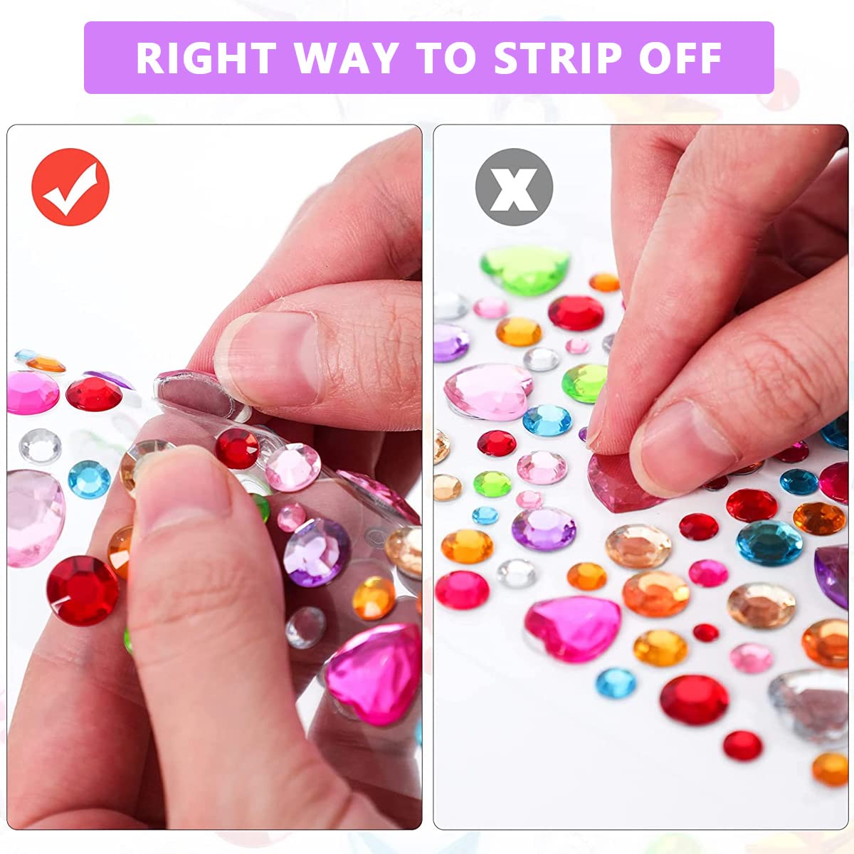 MAYCREATE 5 Sheet Gem Stickers Rhinestones Acrylic Color Self Adhesive Face Jewels Stickers for Women Girls Kids DIY Crafts, Makeup, Nail Art, Sketchbook and Decorations