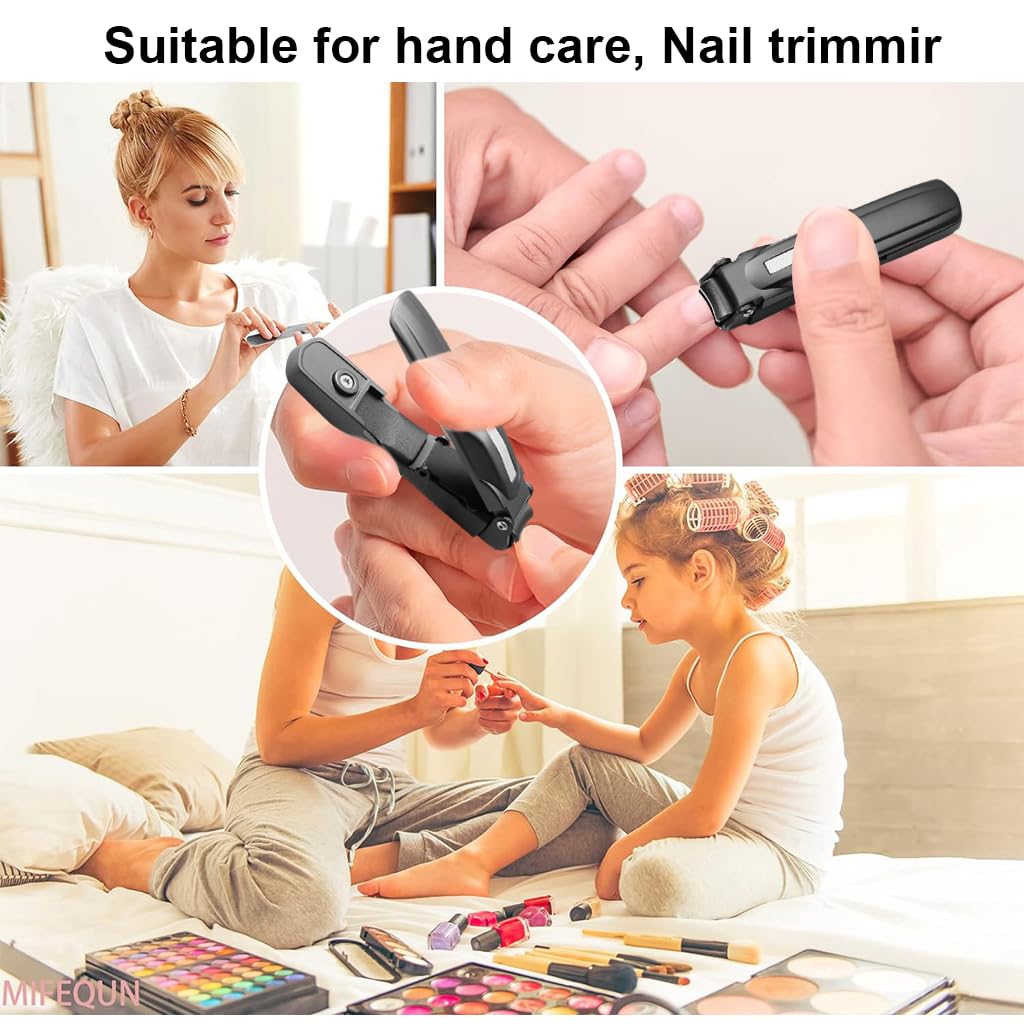 MAYCREATE Nail Cutter Set for Home and Travel with Wide Jaw and Nail Collection Bin | Stainless Steel Clippers and File in Storage Case