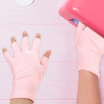 MAYCREATE Anti UV Gloves for Gel Nail Lamp with UPF 50+ Protection and Stretchy Fabric | Pink