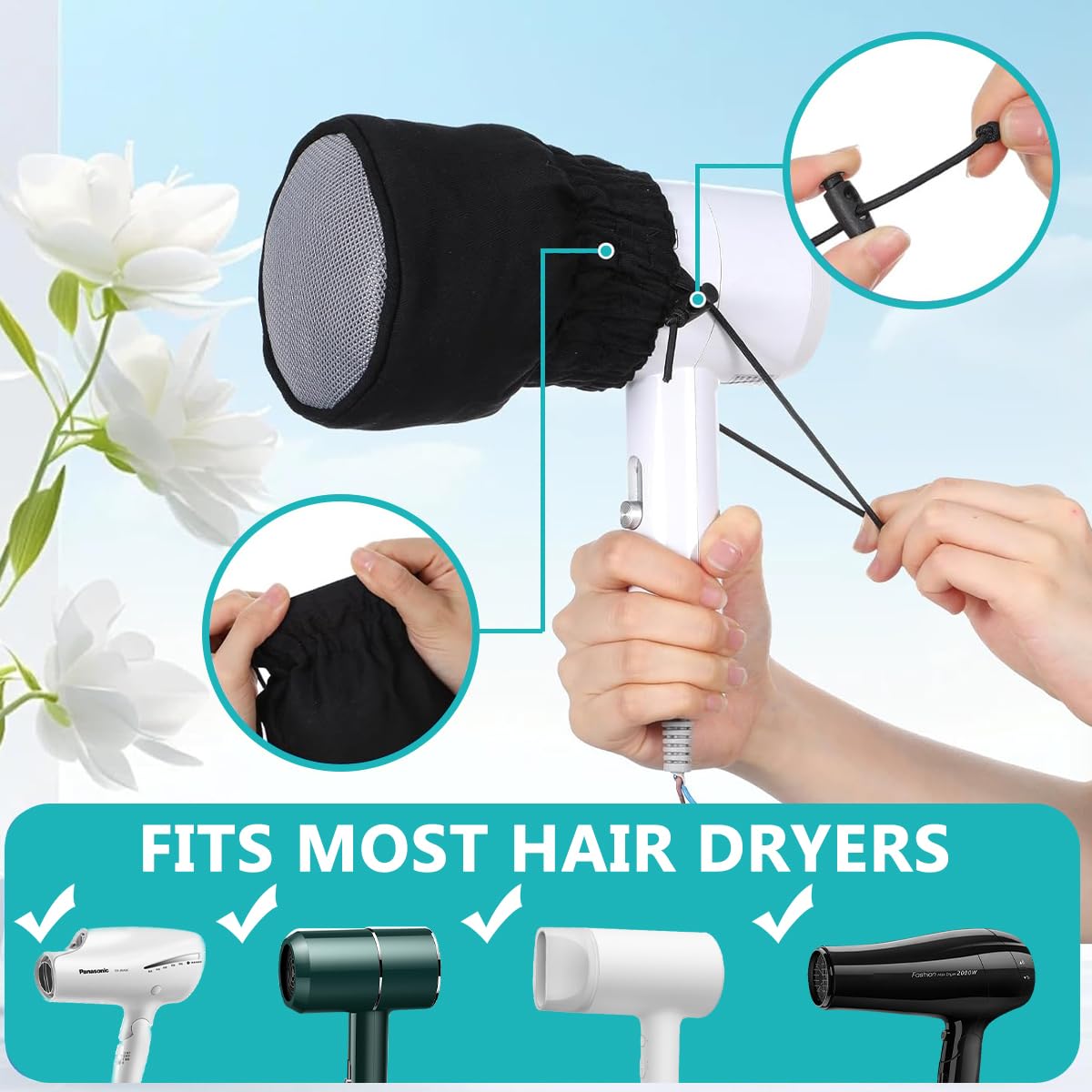 MAYCREATE Hair Dryer Sock Diffuser Cover for Travel and Home with Double Layer Nylon | Universal Elastic Fit to Reduce Frizz and Maintain Curls