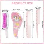 MAYCREATE Girls Hair Brush Set for Detangling and Styling with 3 Pieces | Cute Unicorn Pink