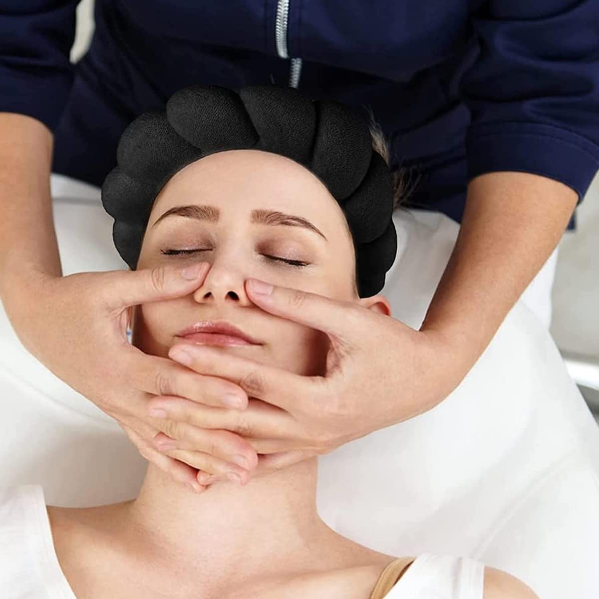 MAYCREATE Facial Spa Headband for Face Washing and Makeup with Soft Sponge | 2 PCS Black