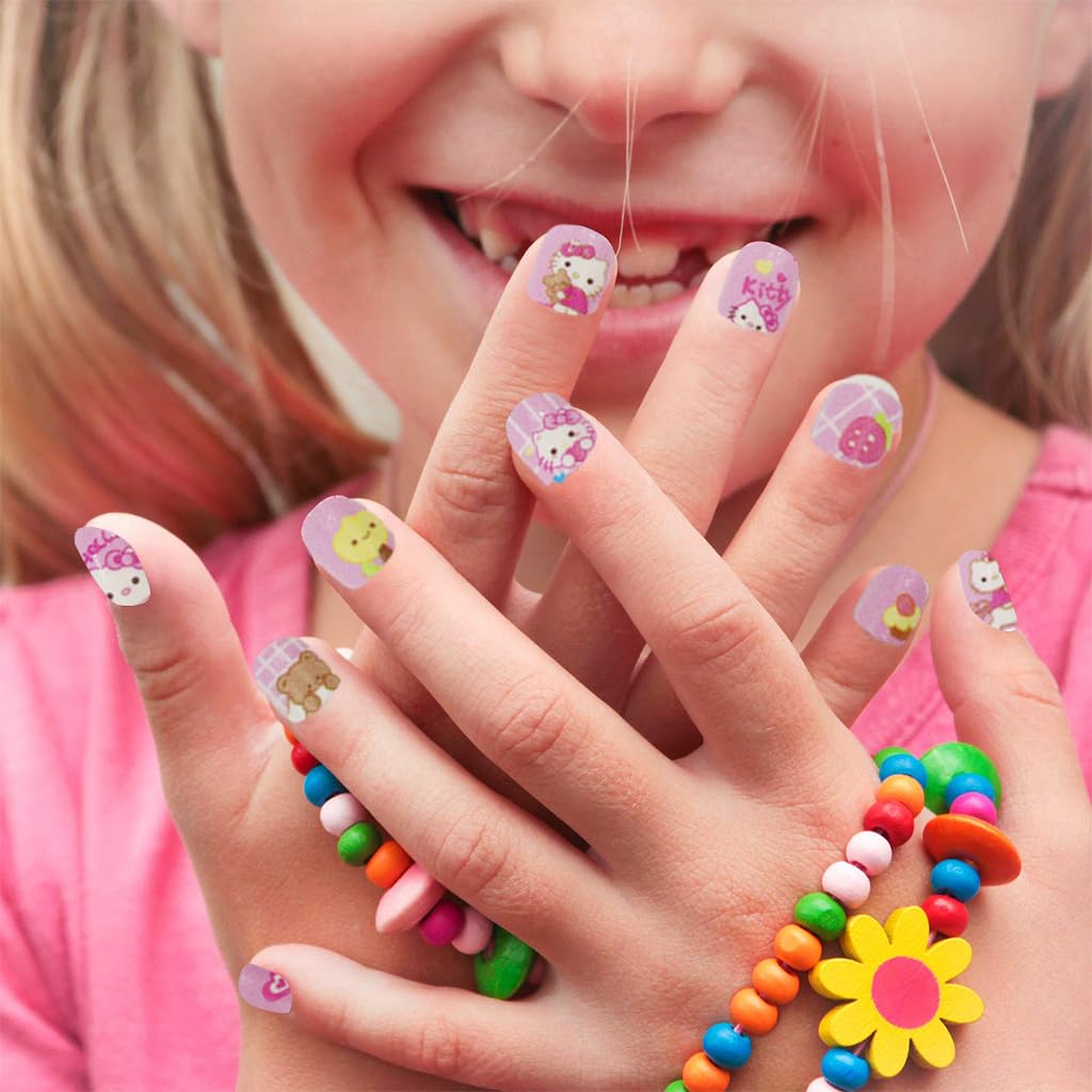 MAYCREATE Kids Press on Nails 36PCS for Girls featuring Pre Glued Full Cover Tips | Cute Rabbit Design