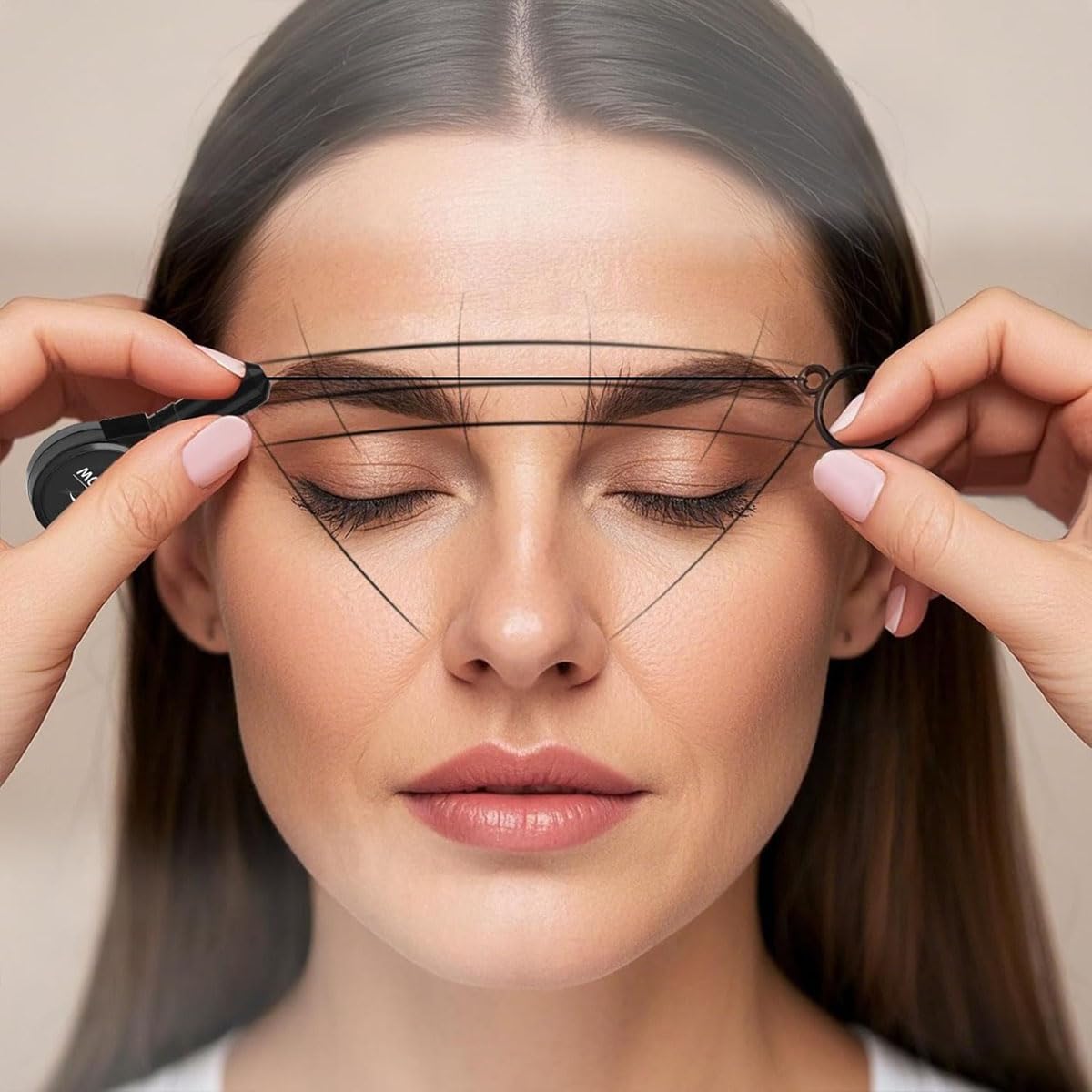 MAYCREATE Retractable Eyebrow Mapping Ruler for Makeup Artists with Grid Guide and Loop Handle
