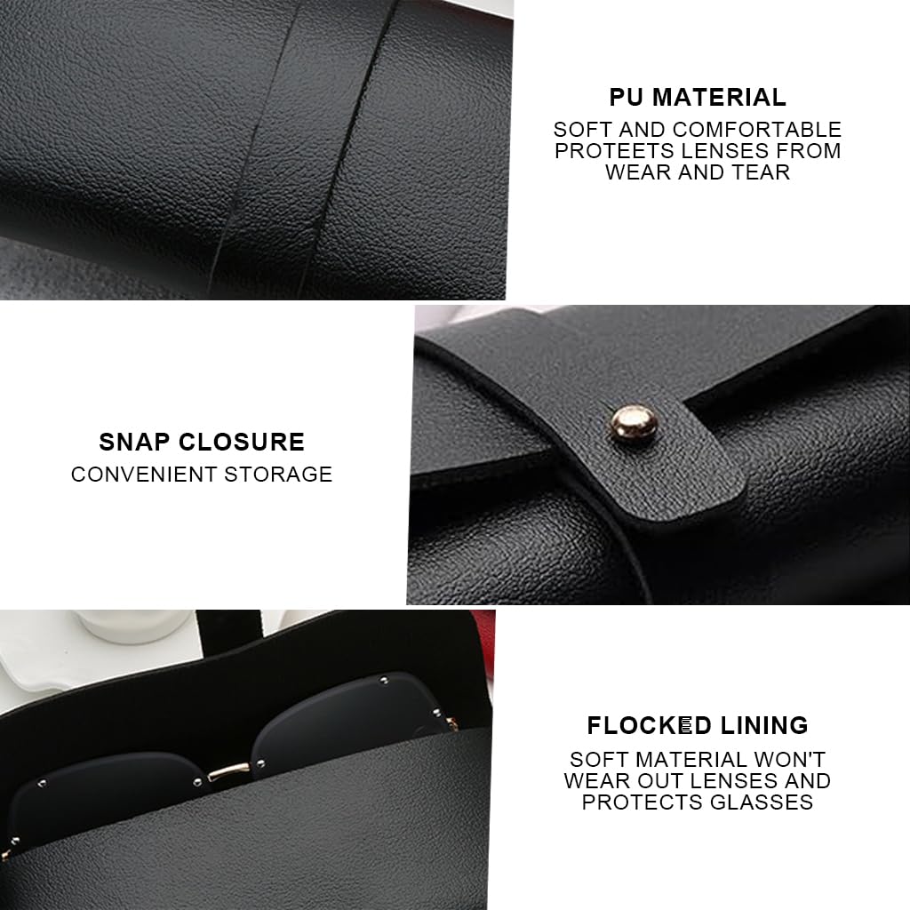 MAYCREATE Specs Case for Sunglasses and Eyeglasses featuring Stud Button Closure | 4pcs Soft PU Leather Travel Organizer 6.5×3.1×1.2 in