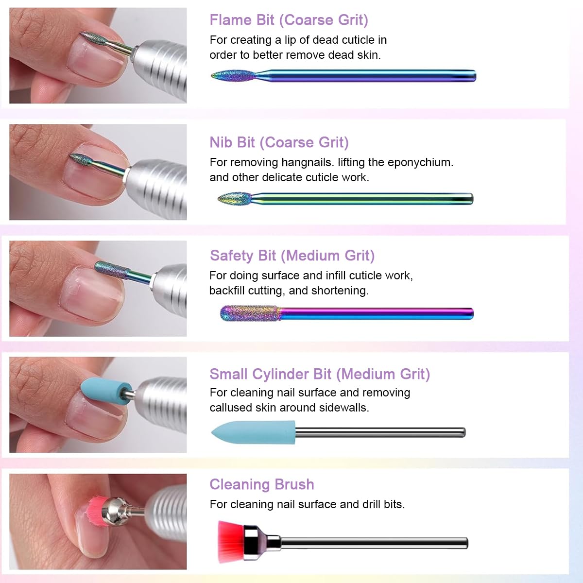 MAYCREATE Nail Drill Bit Set for Acrylic Gel & Dip Nails featuring 24 pcs 3/32 inch Ceramic Diamond Carbide Bits | Professional Manicure Tools