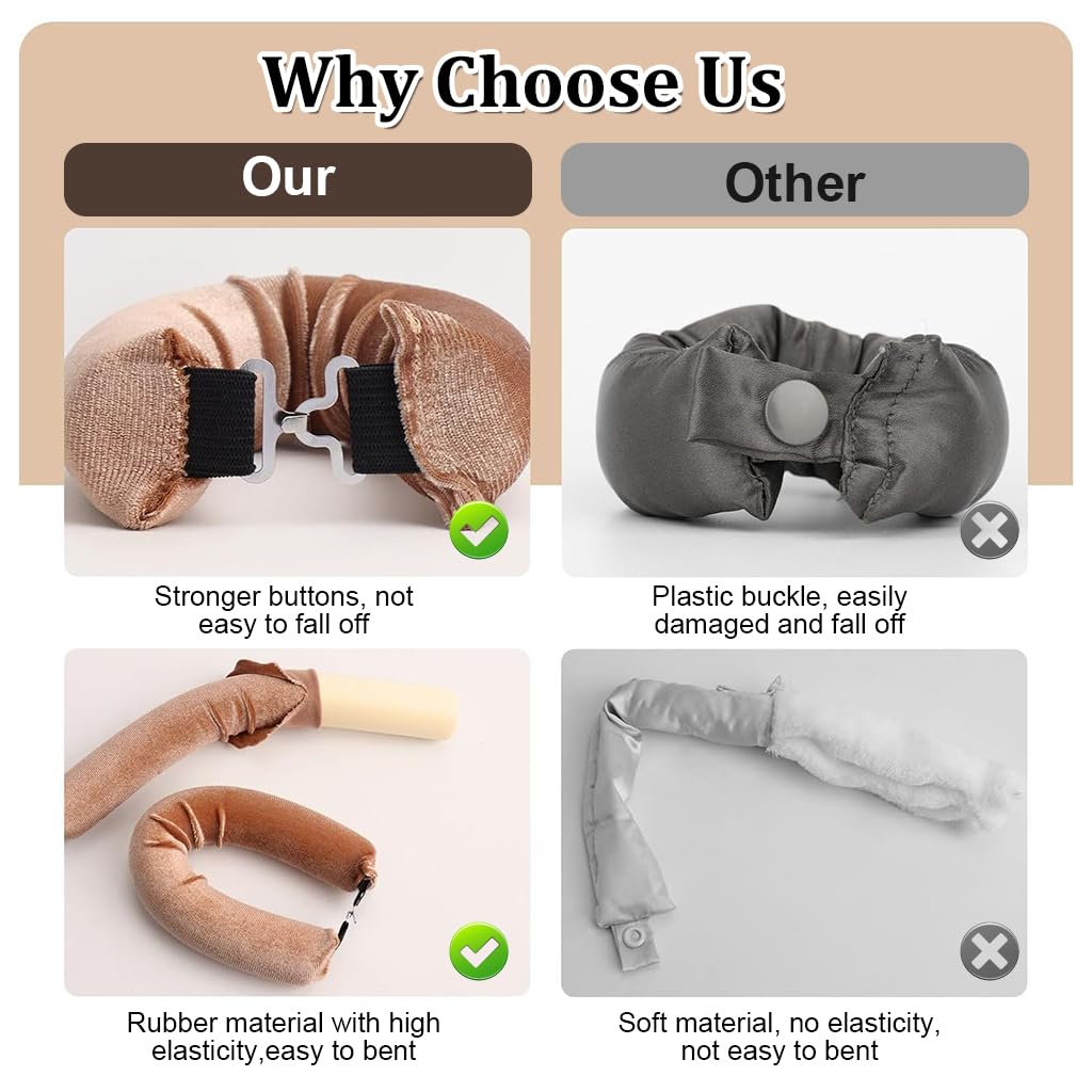 MAYCREATE Heatless Hair Curler for Overnight Curls with Hook and Satin Rollers | Brown