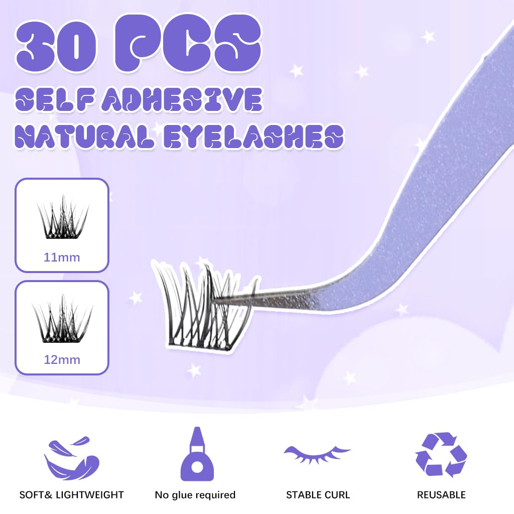 MAYCREATE Eyelash Clusters for Quick DIY Lash Extension featuring Pre-Glued Strips 30PCS
