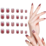MAYCREATE French Fake Nails for DIY Nail Art with 24 pcs Full Cover ABS Design | Plum Pink Style