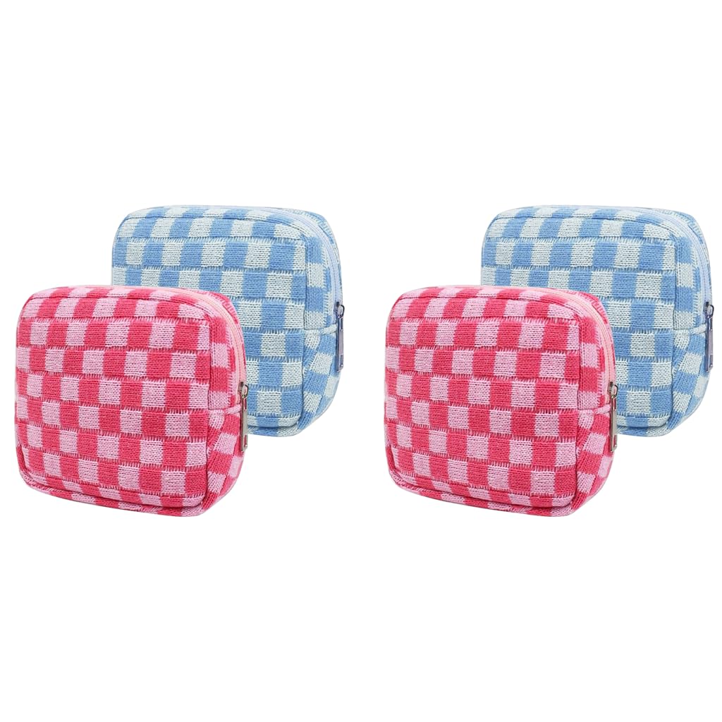 MAYCREATE Sanitary Pad Pouch for Travel and Everyday Use featuring 4pcs 5.5in Checked Design