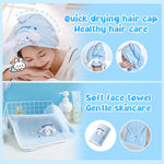 MAYCREATE Face Towels Set for Bath and Travel with Quick Dry Microfiber 70x140 cm | Cute Cartoon Design for Women and Girls