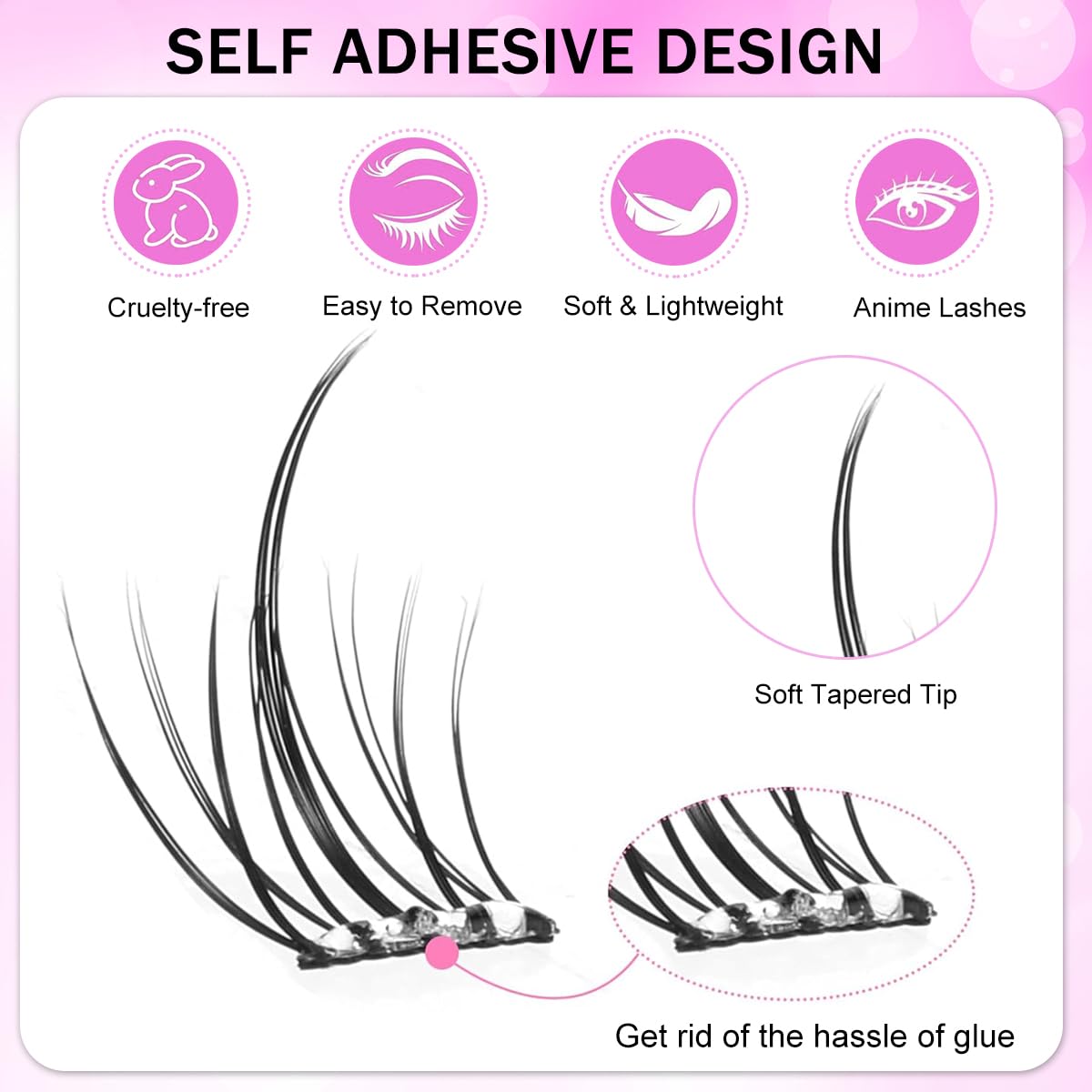 MAYCREATE Self Adhesive Eyelashes for Natural Look with Pre Glued Strips and Soft Fiber | Easy Wear