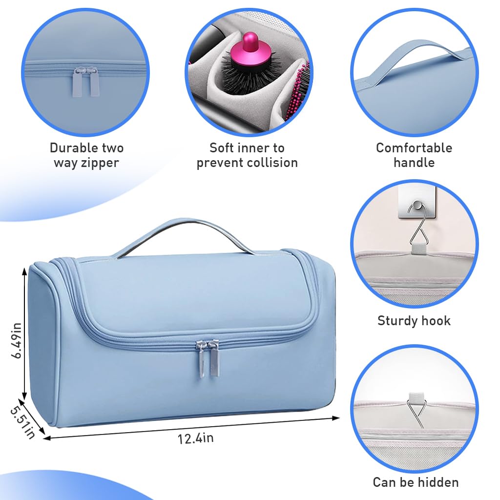 MAYCREATE Travel Storage Bag for Dyson Airwrap featuring Five Compartments and PU Material | Portable Organizer with Hanging Hook