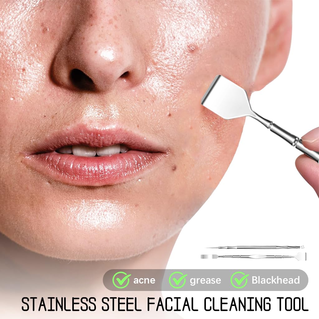 MAYCREATE Pimple Remover Tool for Deep Pore Cleansing with Dual Head Extractor & Stainless Steel
