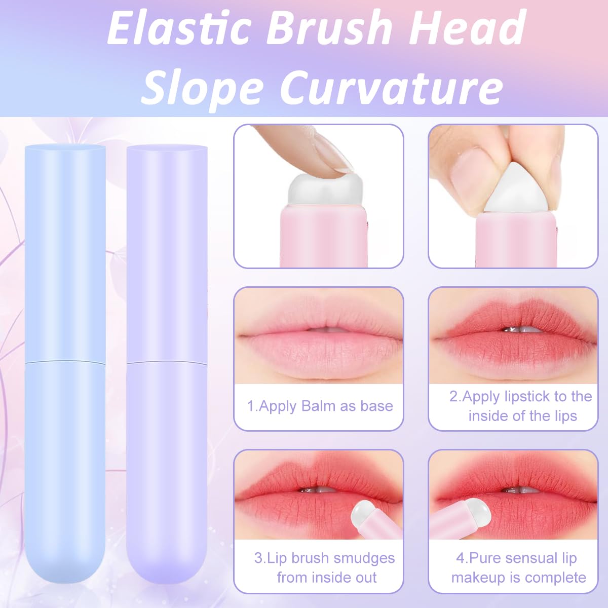 MAYCREATE Lip Applicator Set for Lip Balm and Lipstick with Soft Silicone Brush Head | 3pcs Reusable Makeup Tool