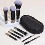 MAYCREATE® 10Pcs Travel Makeup Brushes with Zipper Pouch Synthetic Bristles Shorter Handle Makeup Brushes Including Blending Brush, Contour Brush, Eyeshadow Brushes, Basic Makeup Brush Kit for Travel