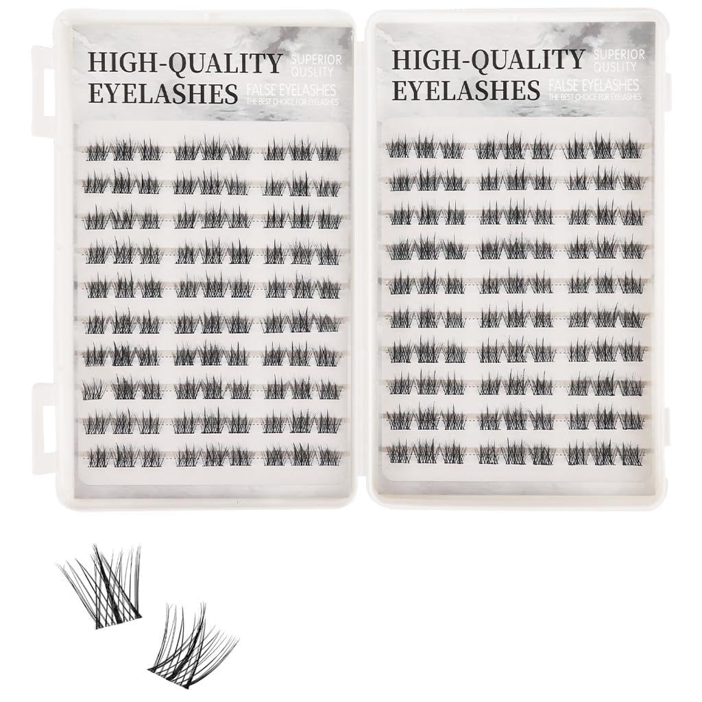 MAYCREATE® Self Adhesive Eyelashes Eye Lashes for Women, Natural Lash Clusters Eyelash Extensions Invisible Band Individual Lashes C-Curly DIY Lash Extension