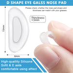 MAYCREATE Adhesive Eyeglasses Nose Pads with D Shape Anti Slip Design | 12 Pairs White Silicone