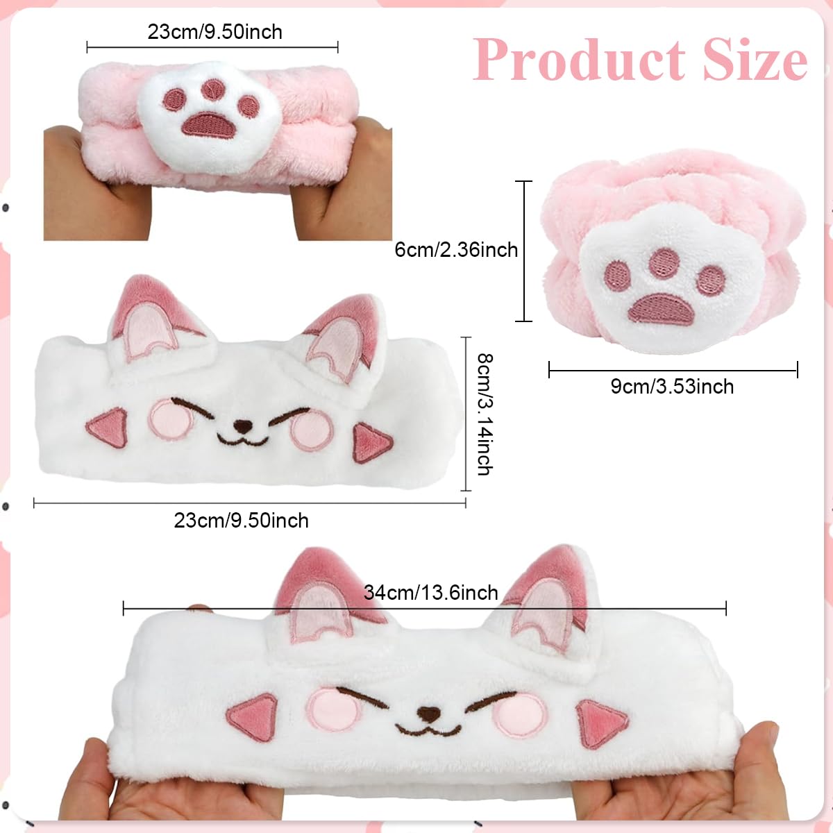 MAYCREATE Face Wash Headband Set for Women with 3Pcs Plush Elastic Bands | Spa Makeup Use