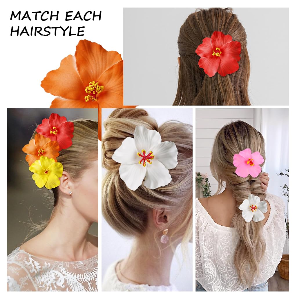 MAYCREATE Flower Hair Clips for Women featuring 5pcs 3.7 in Fabric Blooms | Beach Styling Accessory