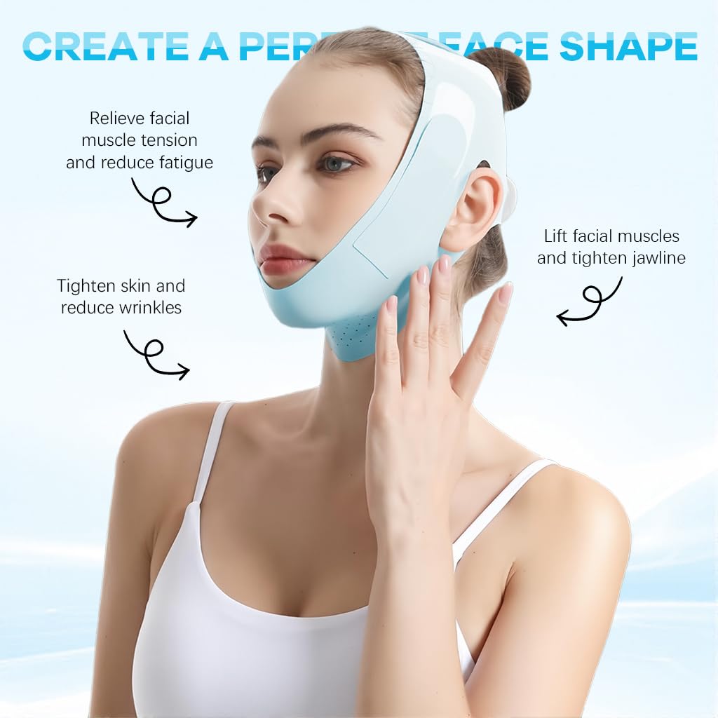 MAYCREATE Double Chin Reducer for 30 Minute Daily Use featuring Adjustable Jawline Lifting Strap | Firming Mask for Sleeping and Facial Sculpting