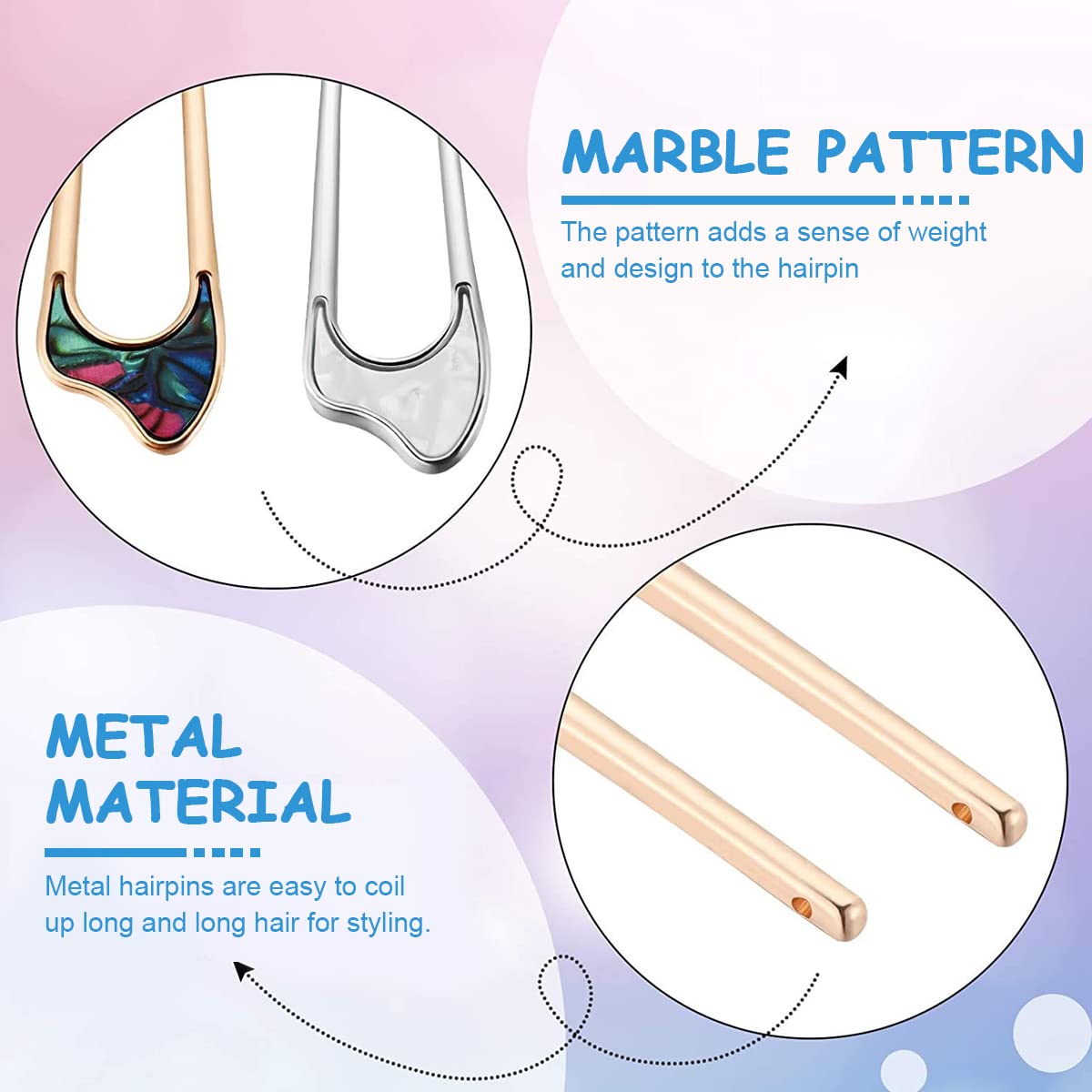 MAYCREATE Magic Grip Hair Pins for Buns with 12pcs 10.5cm U Shaped Metal Design | Women Accessories