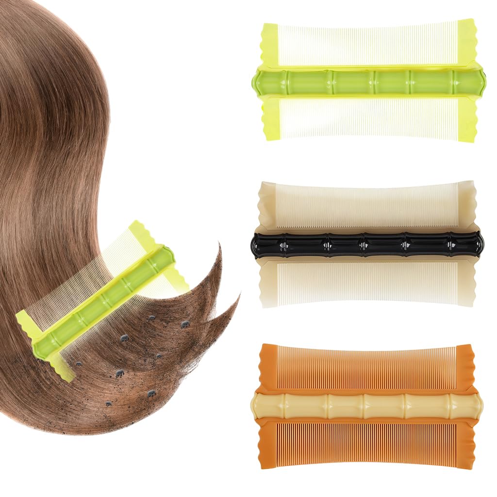 MAYCREATE Lice And Nits Removal Comb 3Pcs for Women and Kids with Double-Sided Fine Teeth | Dandruff and Flea Care