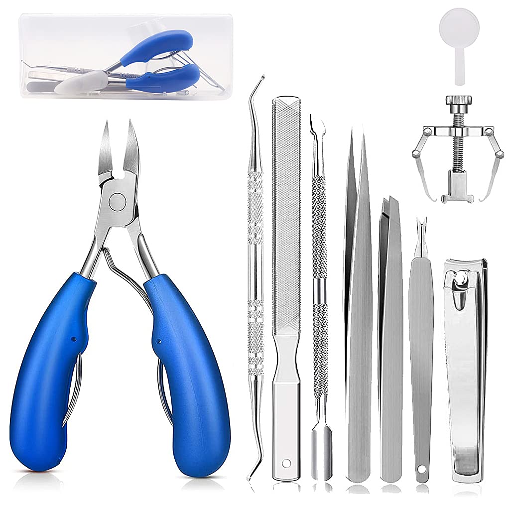 MAYCREATE® 10PCS Nail Cutter Toenail ToolPedicure Kit Professional Tools Toe Nail Clippers for Adult Fingernail Manicure Set,for Ingrown Toenail Treatment/Thick Nails/Normal Nails