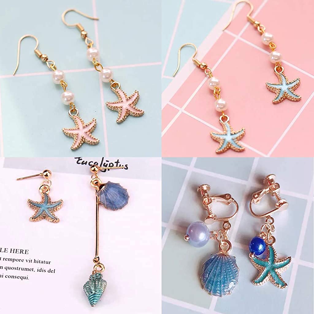 MAYCREATE Charm for Jewellery Making Plated Marine Life Shell Starfish Conch Assorted Charm Pendant DIY for Necklace Bracelet Jewelry Making and Crafting - 30 Pcs