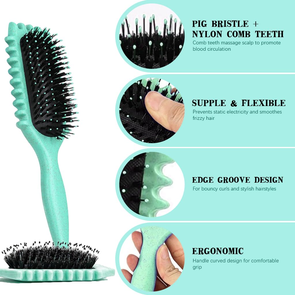 MAYCREATE® Hair Brush for Women, Paddle Hair Comb for Women Girls, Curl Defining Styling Brush, Nylon Bristles Massage Brush Air Cushion Comb for Home or Salon Combing and Shaping