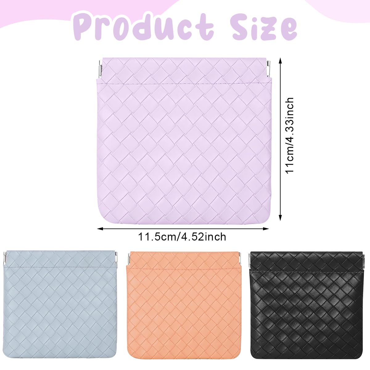 MAYCREATE Small Makeup Pouch Set for Travel with Self Closing Design and PU Leather | 4pcs 4.7x4.5in Organizer for Women