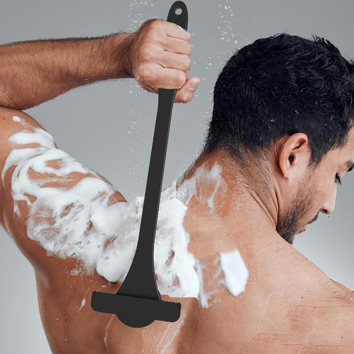 MAYCREATE Body Back Shaver for Men with 18 Inch Handle and Silicone Scrubber Pad | Includes 5 Stainless Steel Razors