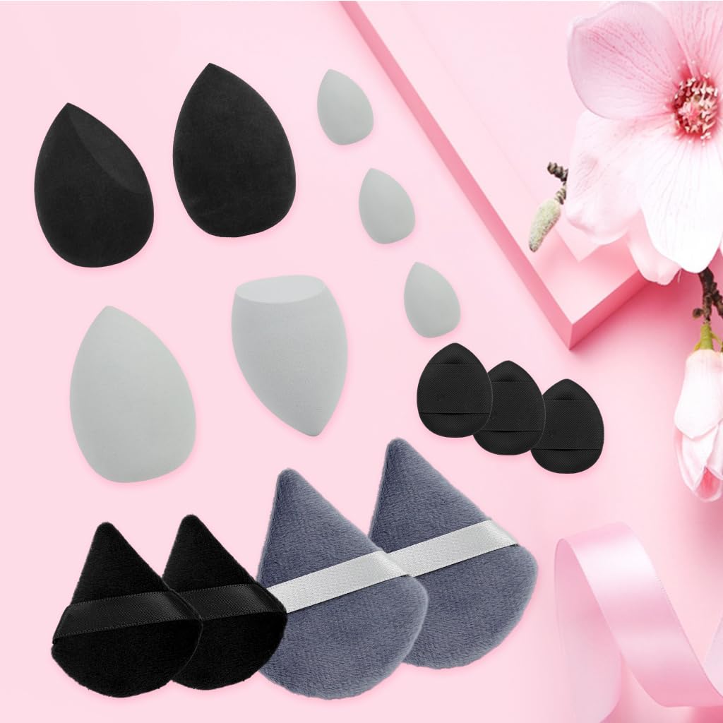 MAYCREATE Powder Puff Set for Makeup with Triangular Blending Pads | 14‑Piece Foundation Kit