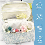 MAYCREATE Makeup Organizer Bag for Travel with Handle 25x15x16cm featuring Floral Cotton Design