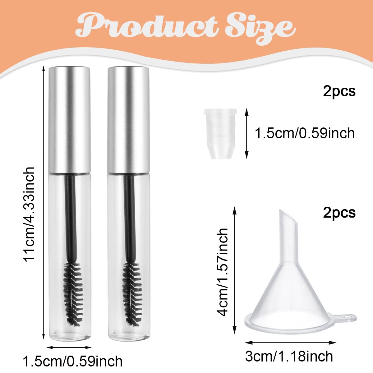 MAYCREATE Empty Mascara Tube for Travel and Home with Funnels and Transfer Pipettes 10ml