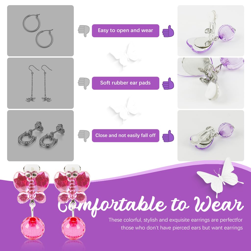 MAYCREATE Clip On Earrings for Girls featuring 6 Pairs Resin Unicorn Designs | Non Pierced Jewelry