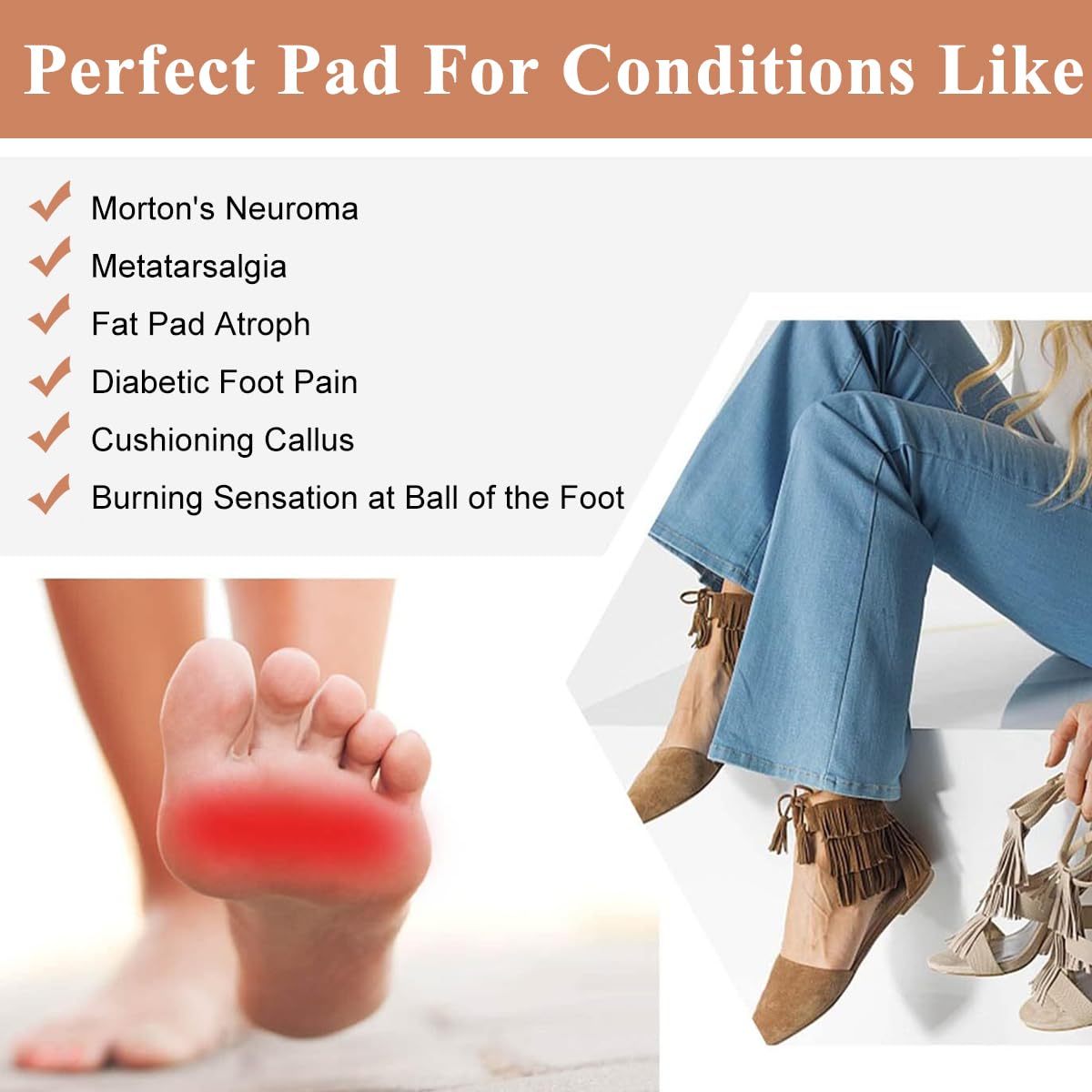 MAYCREATE Foot Cushion Shoe Insoles for Pain Relief with Self Adhesive Wool Felt | 3 Pairs