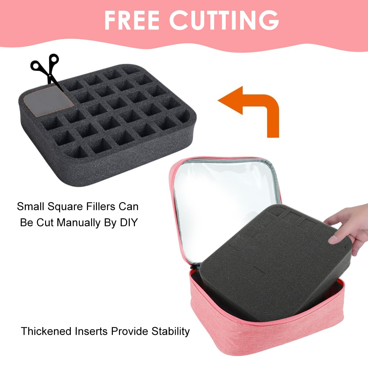 MAYCREATE Nail Polish Bag Organizer for Travel and Storage with 30 Slots and Detachable Partition | Pink Cosmetic Case for Women