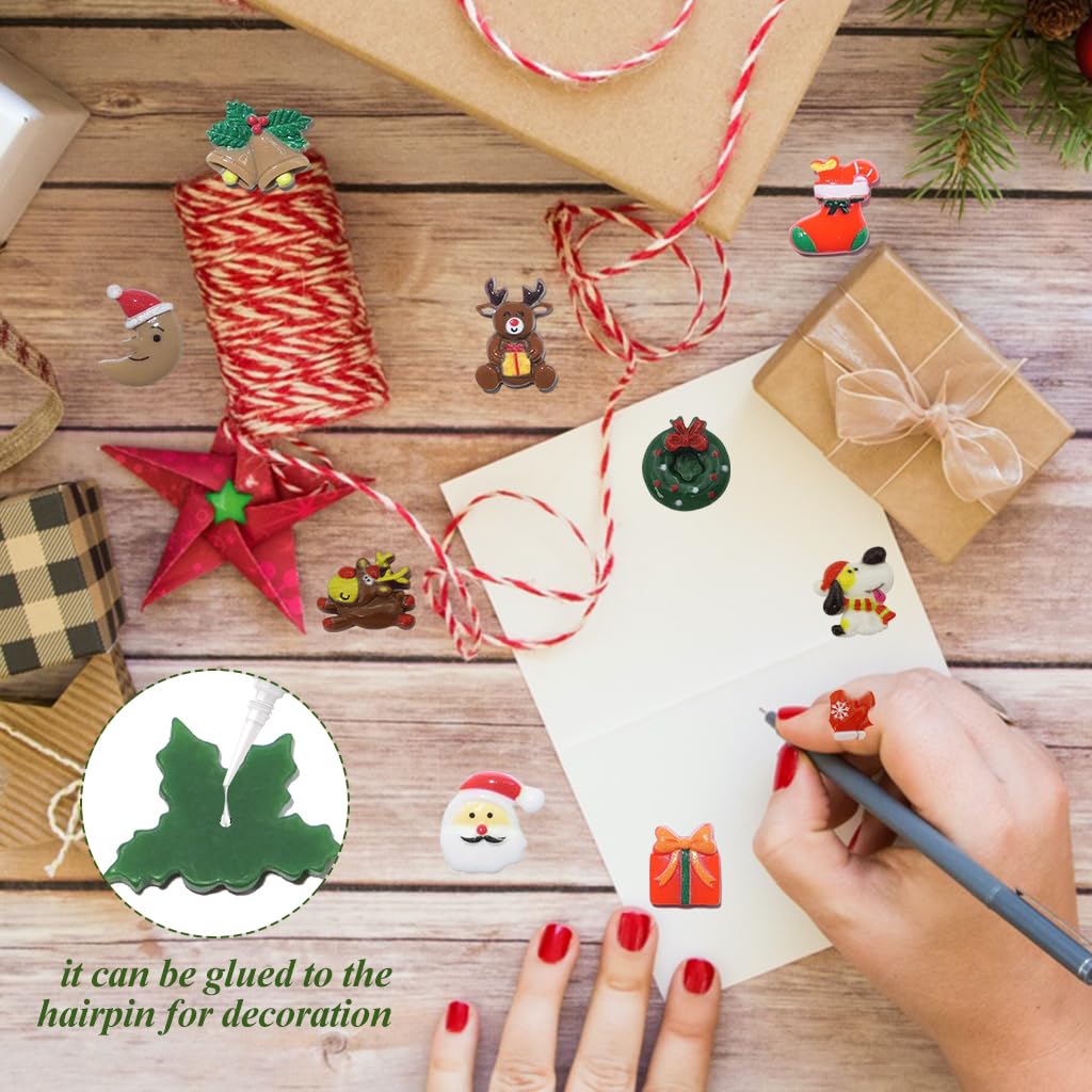 MAYCREATE 100Pcs Mini Christmas Resin Charms for DIY Crafts Christmas Resin Home Decor Window Resin Charms Home Decor Christmas Ornaments for Door, DIY Crafts, Wall