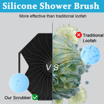 MAYCREATE Silicone Body Scrubber for Sensitive Skin with Soft Massage Bristles | 3PCS Gentle Black Exfoliating Pad