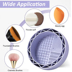 MAYCREATE® Silicone Makeup Brush Cleaner & Drying Holder 2-in-1 Design Portable Sillicon Brushes Cleaning Mat, Makeup Brush Cleaning Tool Bowl Organizer and Drying Rack - Purple