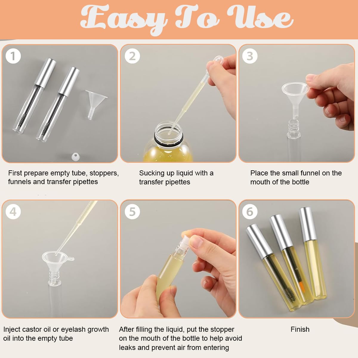 MAYCREATE Empty Mascara Tube for Castor Oil with Brush Kit including 2pcs 10ml PETG Bottles