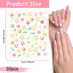 MAYCREATE Mini Flower Nail Art Stickers for DIY Nail Design with 30 Sheets | Self-Adhesive Embossed Daisies