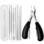 MAYCREATE Nail Clipper Pedicure Kit for Thick Nails with Spring Loaded Clipper and 10pcs Stainless Steel Tools | Travel Storage Case